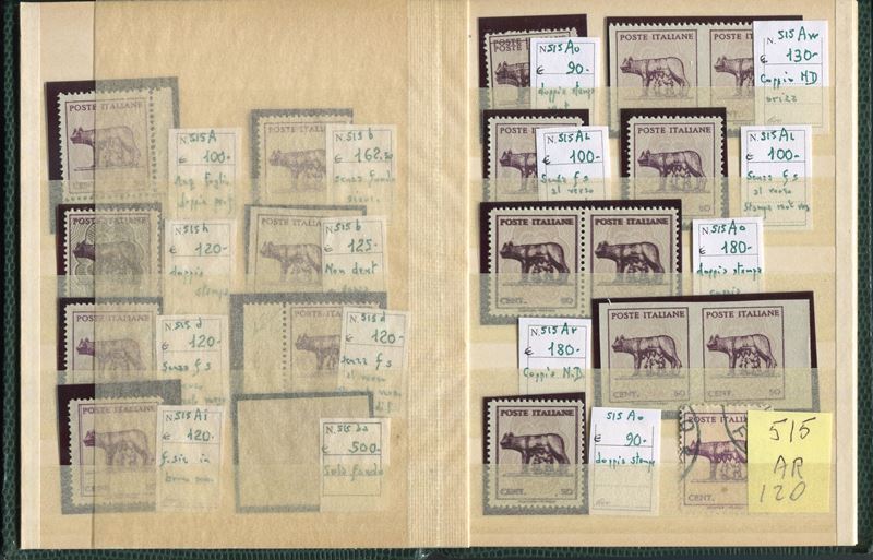 1943/1944 , Luogotenenza, libretto contenente oltre 50 esemplar diversi della “Lupa Capitolina” emissione di Napoli,  - Asta Storia Postale e Filatelia - Cambi Casa d'Aste