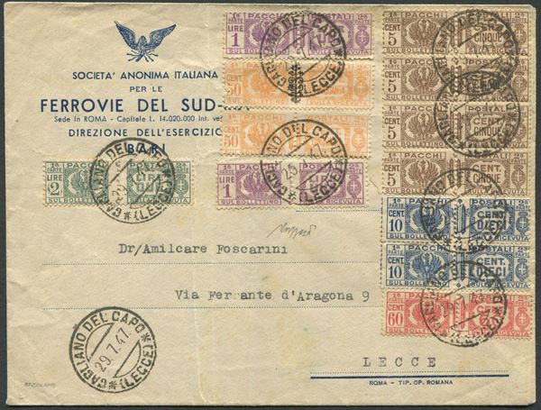 1947, Repubblica Italian, busta da Garagliano del capo per Lecce del 29 luglio 1947.