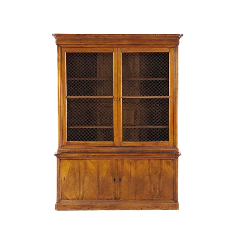 Libreria doppio corpo in noce. XIX secolo  - Asta Antiquariato - Cambi Casa d'Aste