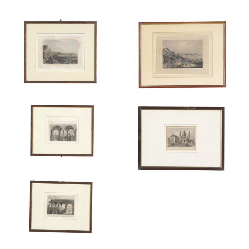 Cinque stampe a tema genovese. XIX secolo  - Auction Antiques - Cambi Casa d'Aste