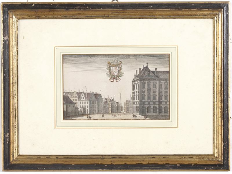 Stampa con veduta di città svedese  - Auction Prints - Cambi Casa d'Aste