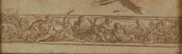 Scuola italiana del XVII/XVIII secolo Fregio con putti e ninfe