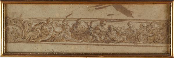 Scuola italiana del XVII/XVIII secolo Fregio con putti e ninfe