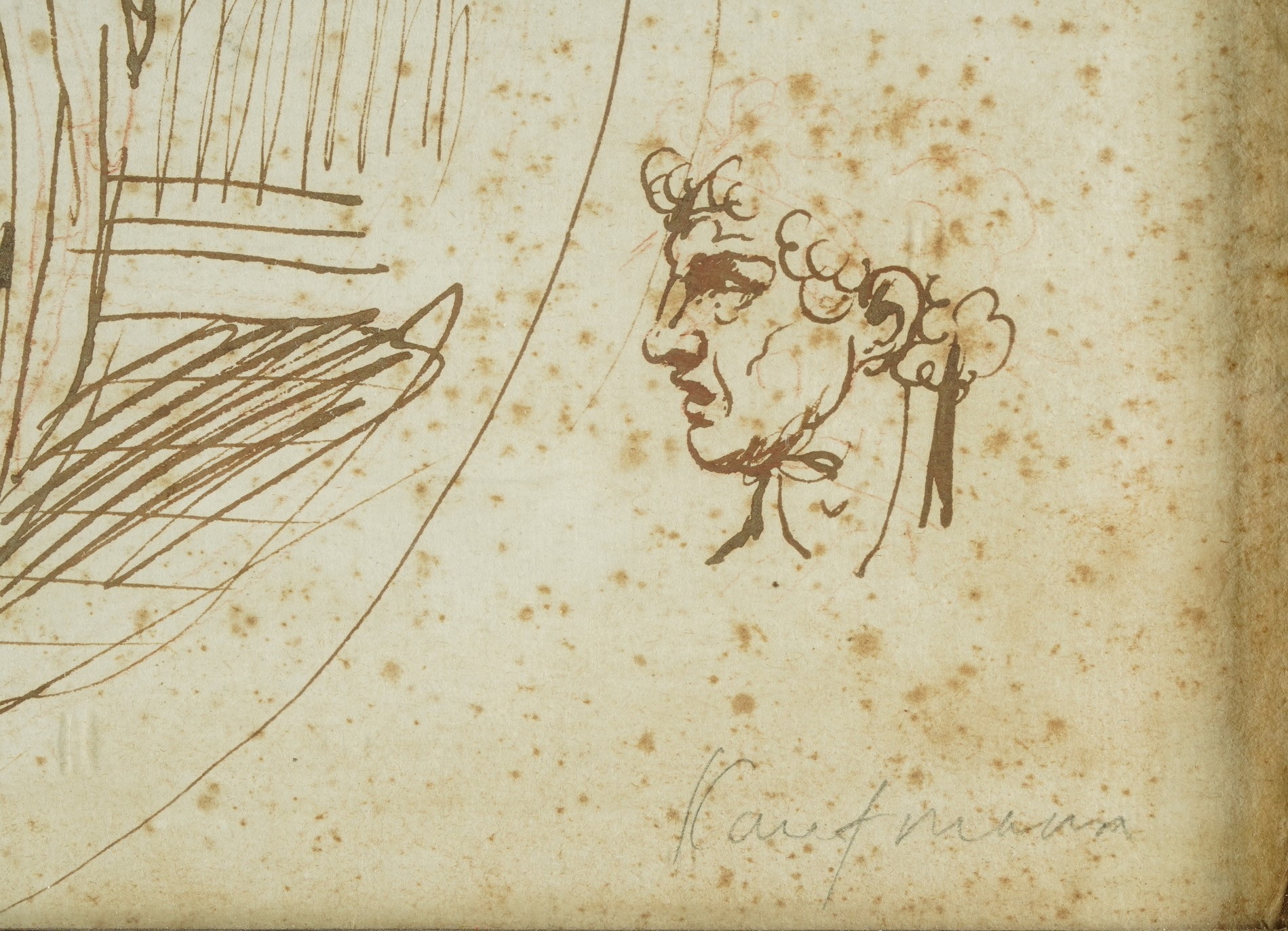 Scuola neoclassica dell’inizio XIX secolo Ritratto di gentildonna e studio di testa virile