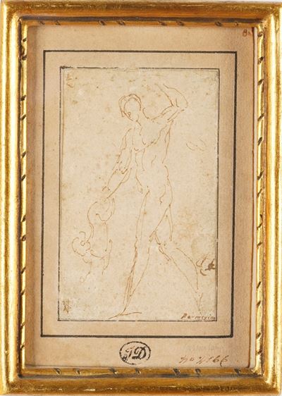 Studio di figura, penna e inchiostro bruno su carta