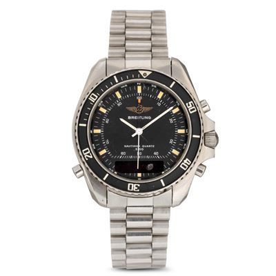 Navitimer Quartz in Acciaio Analogico e Digitale al Quarzo, Quadrante Nero Opaco, 39 MM