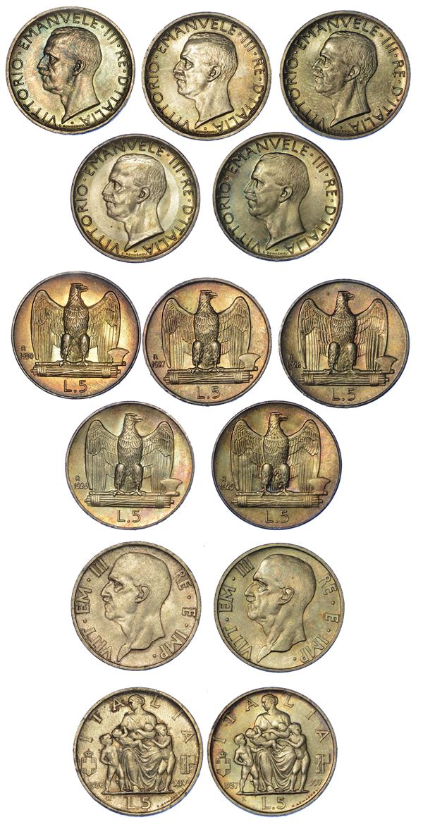 REGNO D’ITALIA. VITTORIO EMANUELE III DI SAVOIA, 1900-1946. Lotto di sette monete.