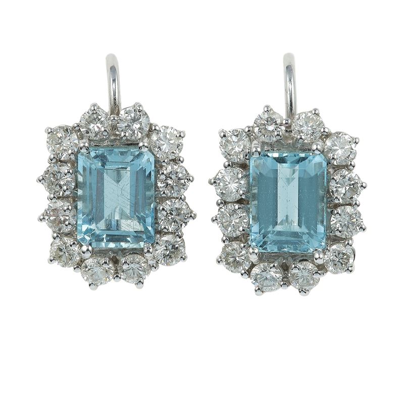 Orecchini con acquamarina e diamanti  - Asta Fine Jewels - Cambi Casa d'Aste