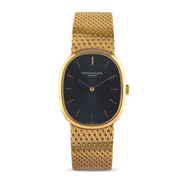 Ellipse ref 3748/1 in 18k yellow gold with integrated bracelet, Soleil blue dial, hand-wound movement [..]