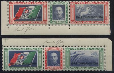 1933, Crociera Aerea del Decennale, Trittici Soprastampati “isole Italiane Dell’egeo” (28/29)