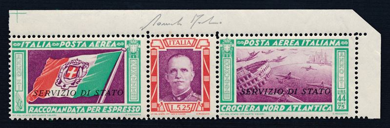 1933, Crociera Nord Atlantica, Servizio Aereo, Trittico “Servizio di Stato” adf (1)  - Asta Storia Postale e Filatelia - Cambi Casa d'Aste