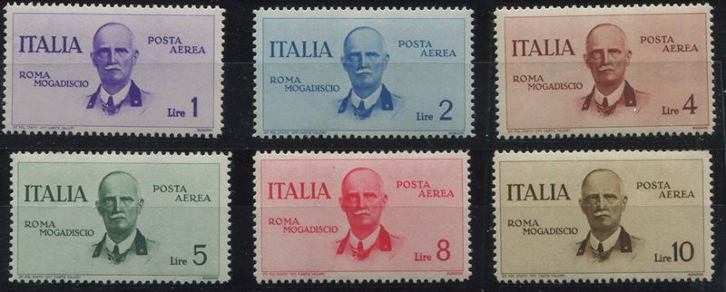 1934, Regno d’Italia, Posta Aerea serie “ Roma- Mogadisco”, serie cpl. (83/88)  - Auction Postal History and Philately - Cambi Casa d'Aste