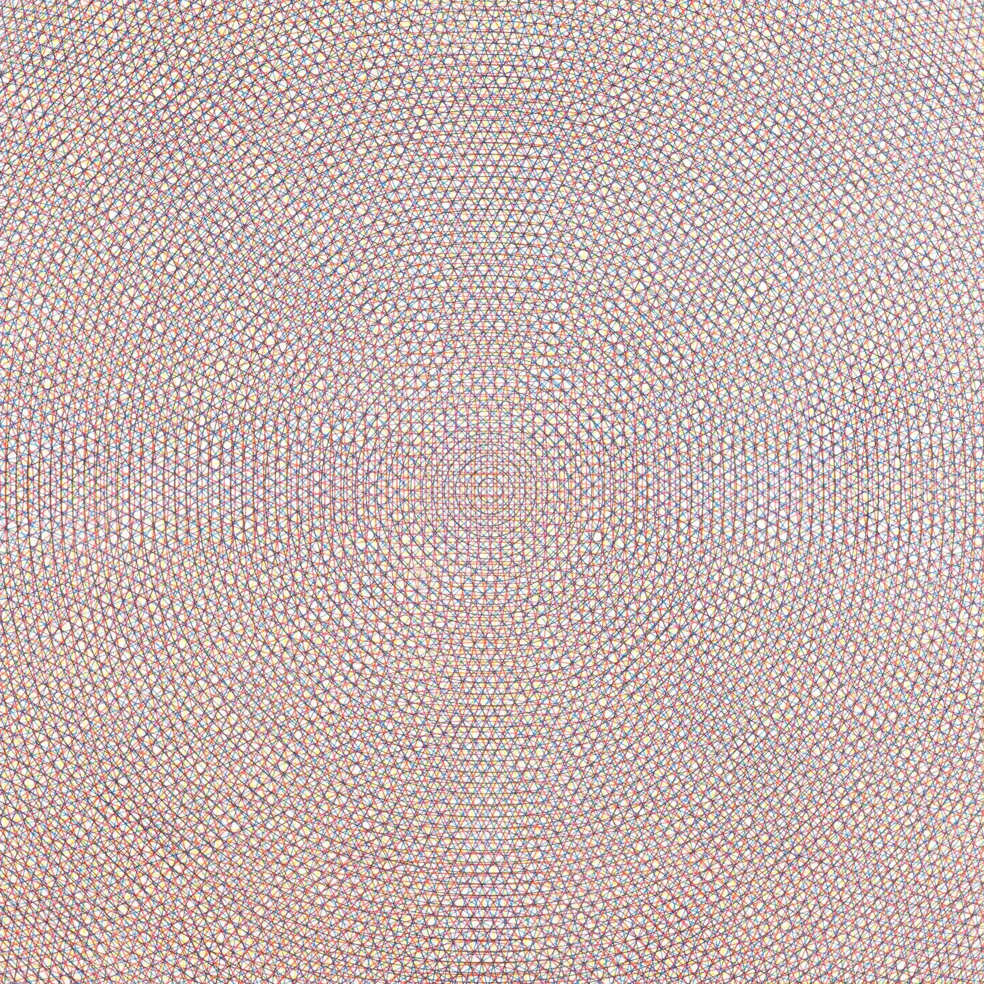 Sol Lewitt - Yellow Grid, Black Circles, Blue Arcs From Four Sides, And Red Arcs From Four Corner...