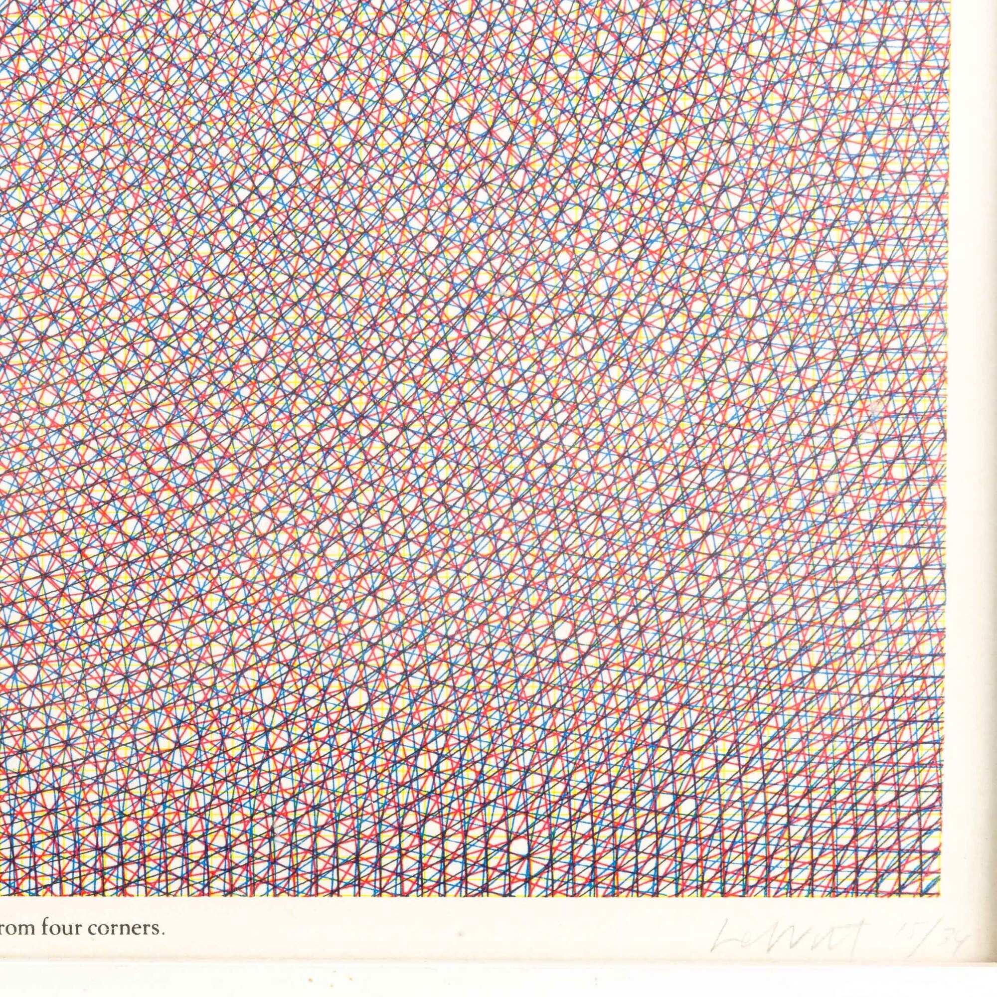 Sol Lewitt - Yellow Grid, Black Circles, Blue Arcs From Four Sides, And Red Arcs From Four Corner...
