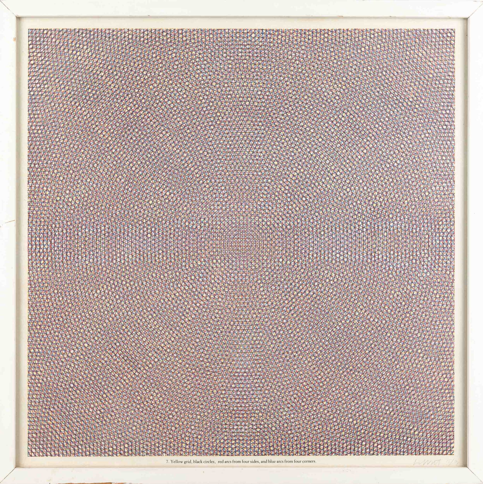 Sol Lewitt - Yellow Grid, Black Circles, Blue Arcs From Four Sides, And Red Arcs From Four Corner...