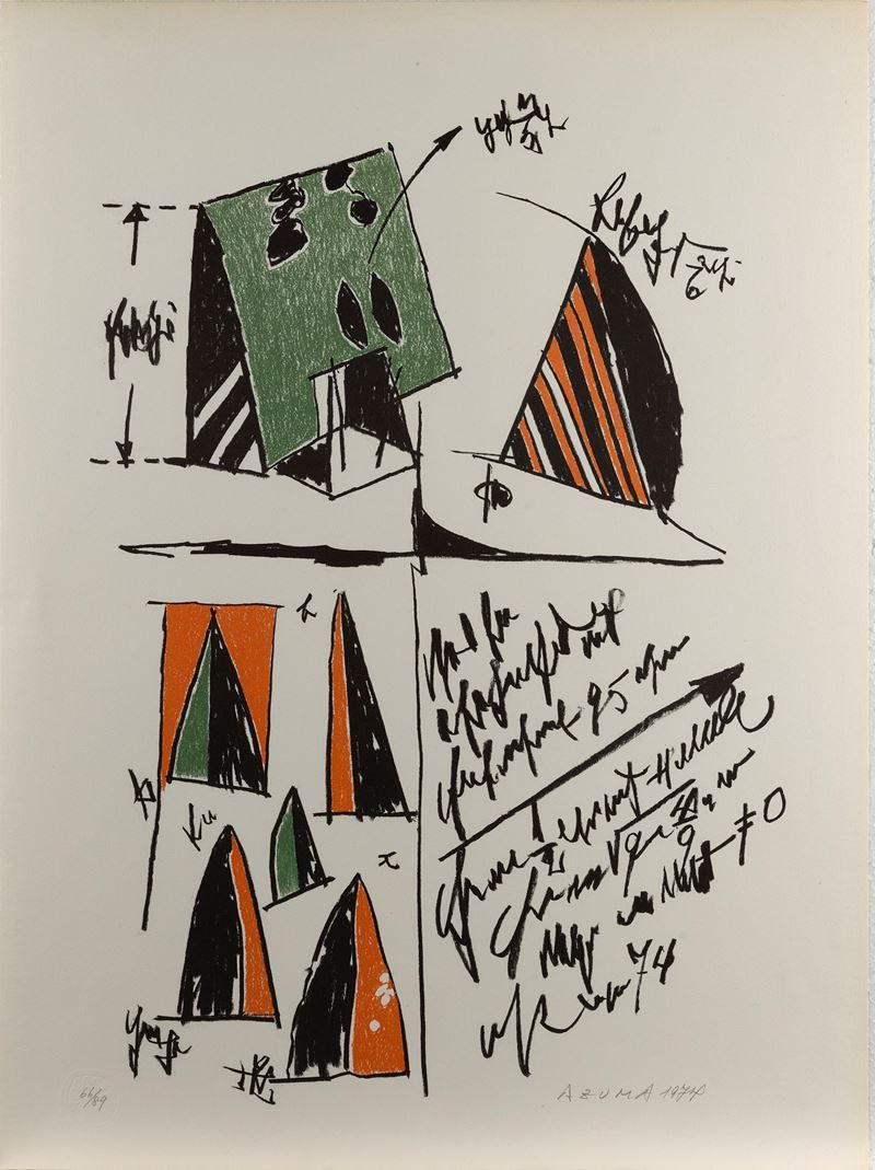Kenjiro Azuma : Senza titolo  (1974)  - litografia - Auction Multiples and international graphics - Cambi Casa d'Aste