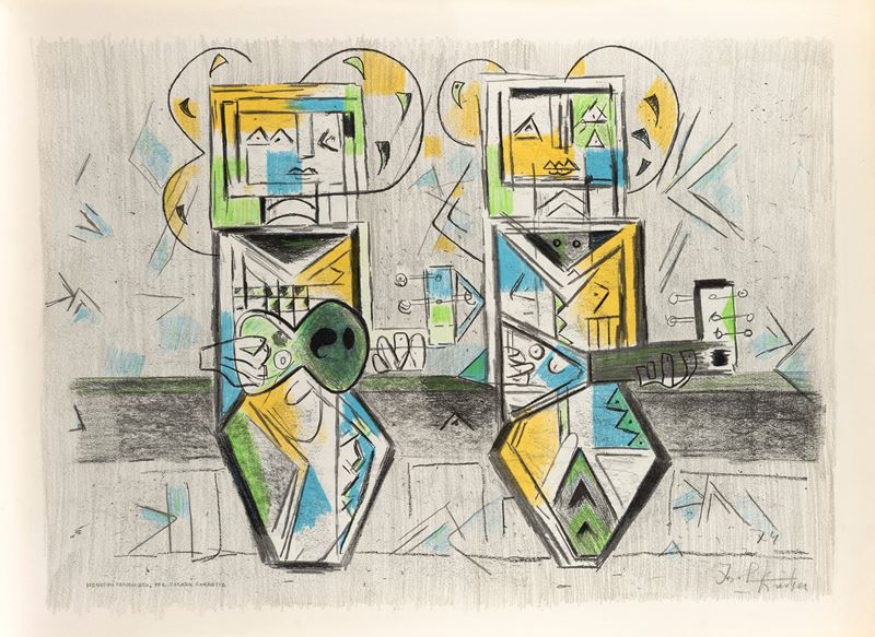 Ibrahim Kodra : Senza titolo  (1974)  - monotipo pastellato - Auction Modern and Contemporary Art - Cambi Casa d'Aste