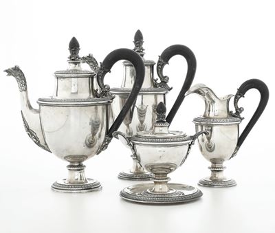 Servizio da Tè e Caffè. Argenteria Italiana del XX Secolo, Marchio con Fascio Littorio in Uso dal...