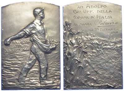Regno D'italia. Inizio XX Secolo. Placca in Argento Datata 29 Dicembre 1918.