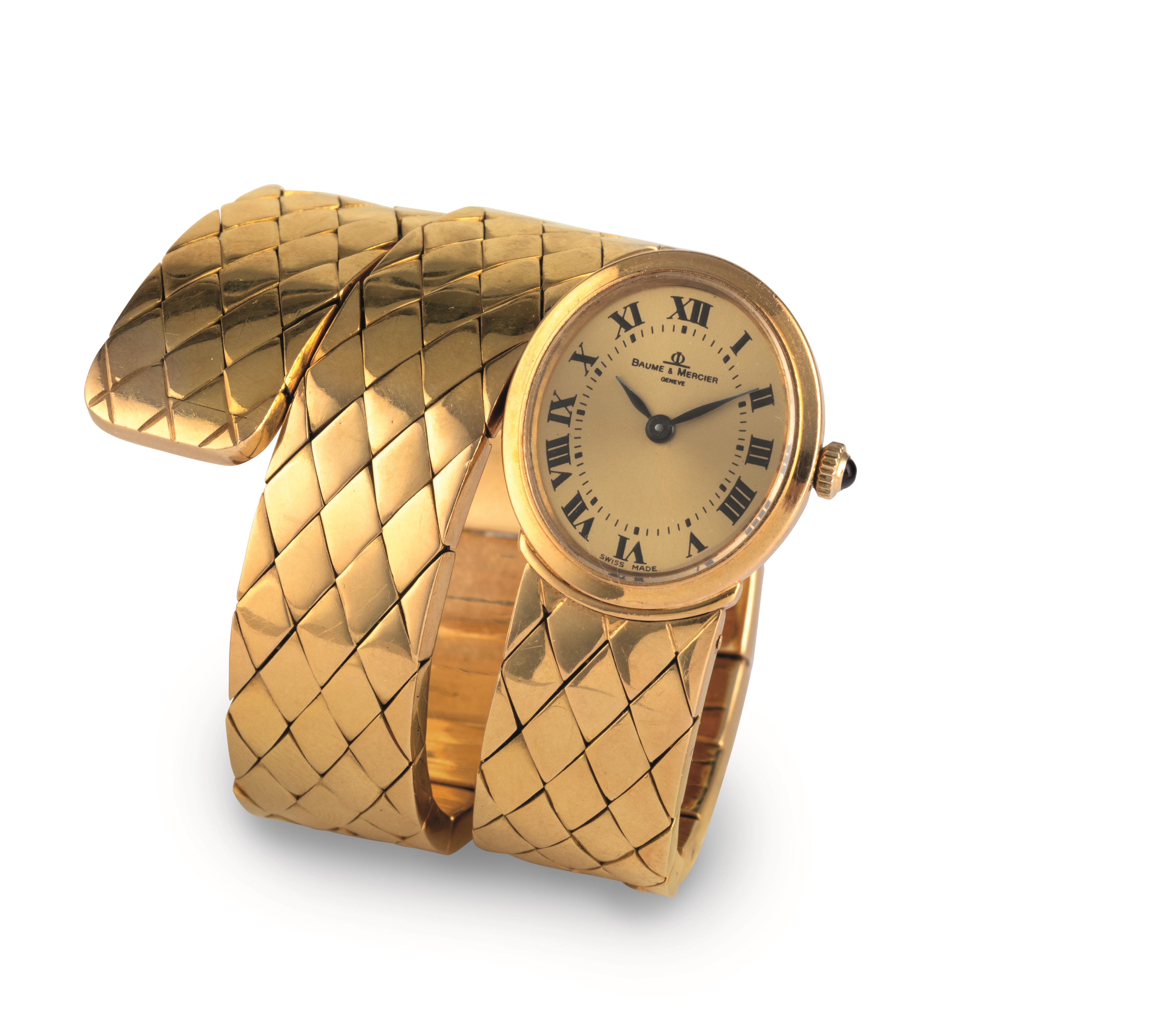 Baume & Mercier - Serpenti in Oro Giallo 18k Tre Giri, Quadrante Champagne Numeri Romani, Movimen...