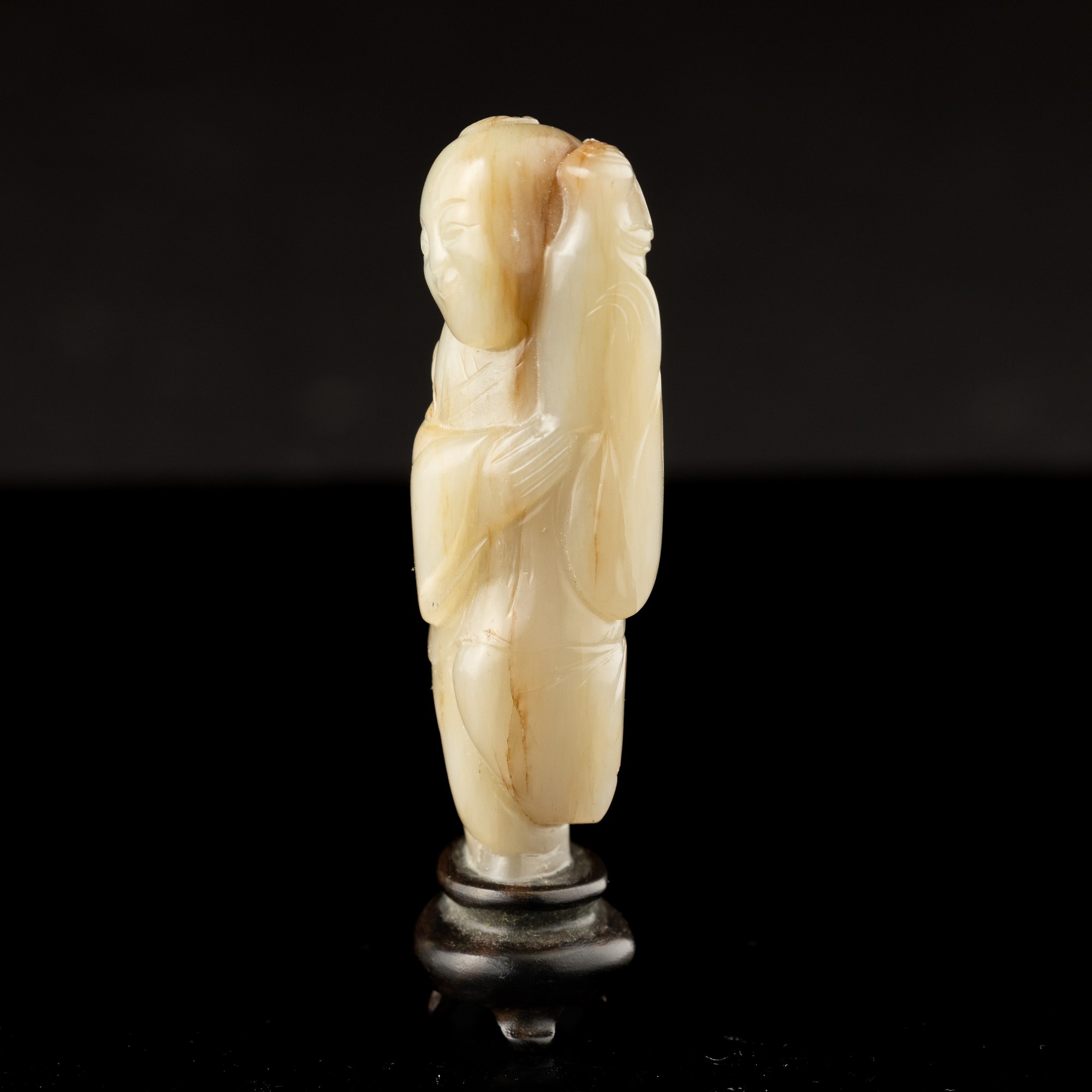 Figura di Saggio Scolpita in Giada Bianca, Cina, Dinastia Qing, XIX Secolo