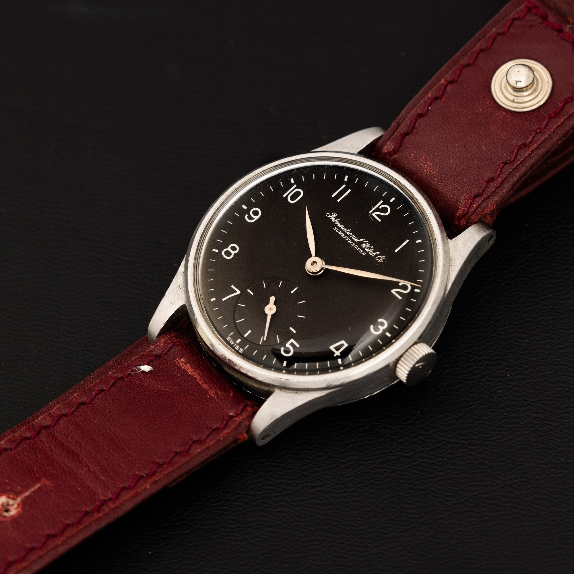 International Watch Co. - Calatrava Gebruder Sulzer in Acciaio, Quadrante Nero Galvanico Numeri A...
