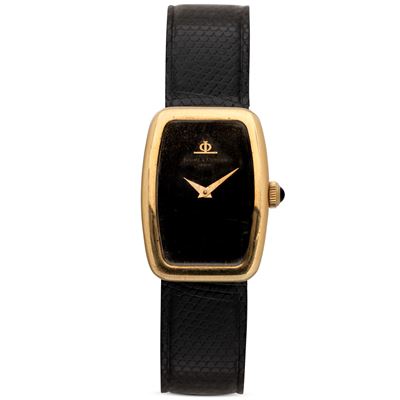 Modello "fabergè" in Oro Giallo 18k, Quadrante in Onice Movimento al Quarzo, 28x21 MM