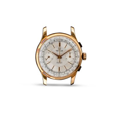 Cronografo in Oro Giallo 18k Carica Manuale, Quadrante Argentè Bitonale con Indici Applicati, 35 ...