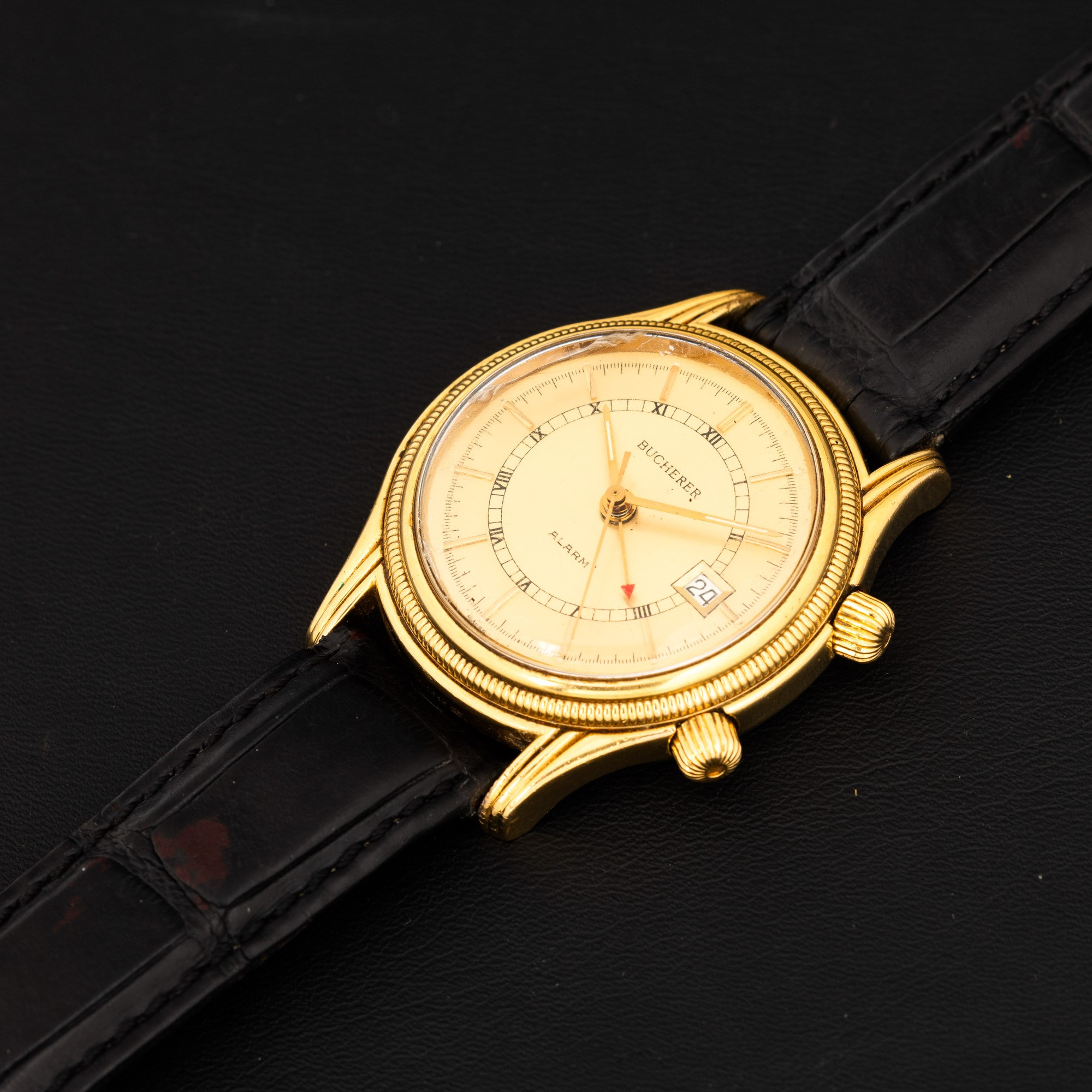 Bucherer - Svegliarino Alarm Laminato Automatico con Datario, Quadrante Champagne Bitonale, 37 MM
