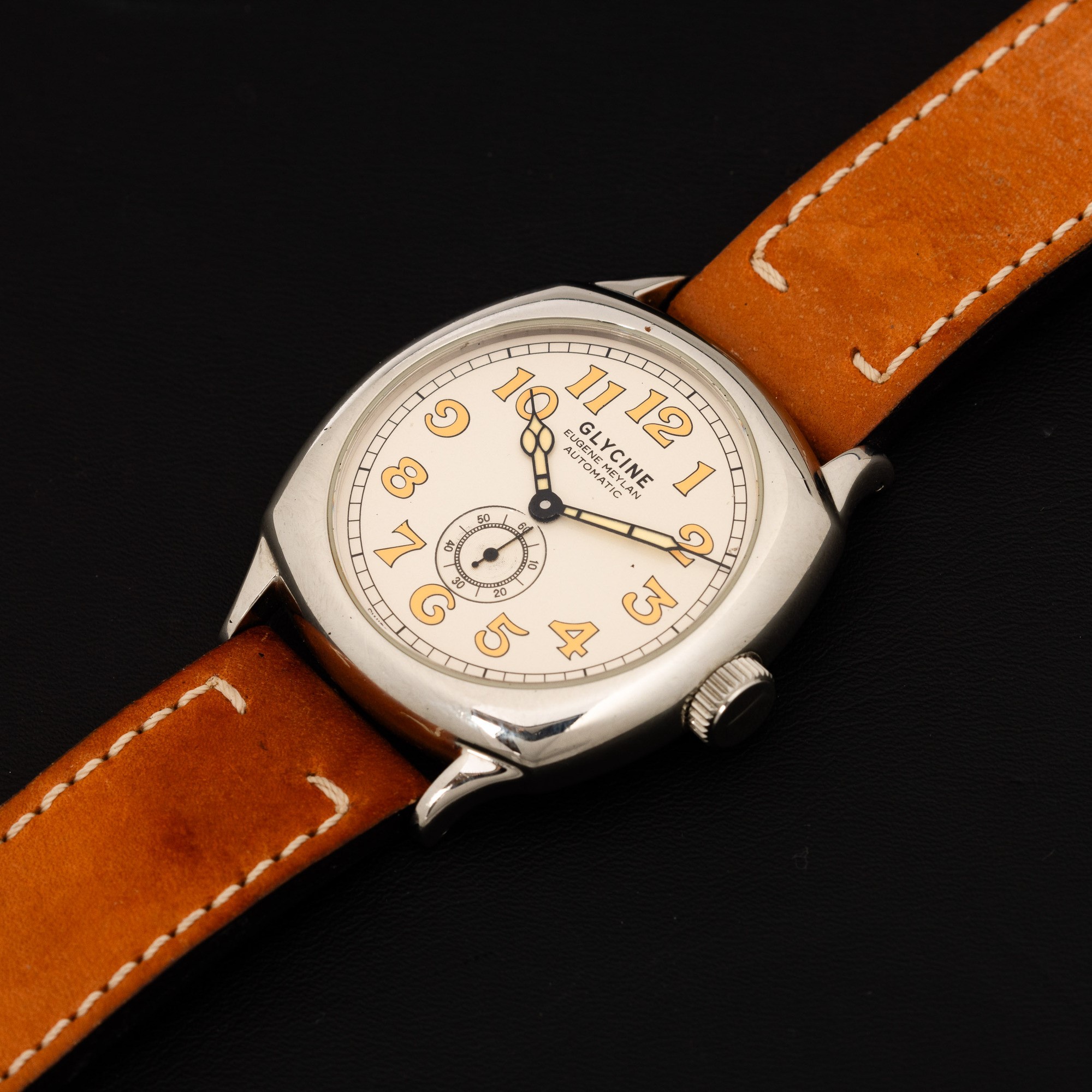 Glycine - Eugene Meylan Automatico in Acciaio di Forma con Quadrante Argentè Numeri Decò, Fondo a...