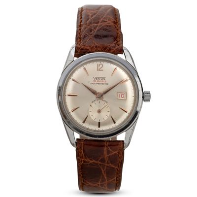 Orologio Automatico con Datario in Acciaio, Quadrante Argentè con Piccoli Secondi, 35 MM