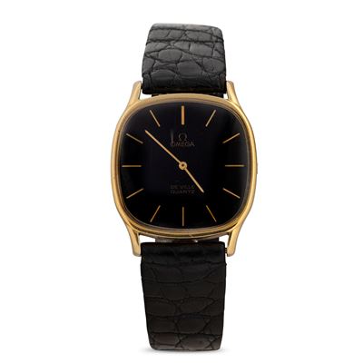 De Ville in Oro Giallo 18k di Forma Movimento al Quarzo, Quadrante Nero con Indici Dorati 31 MM
