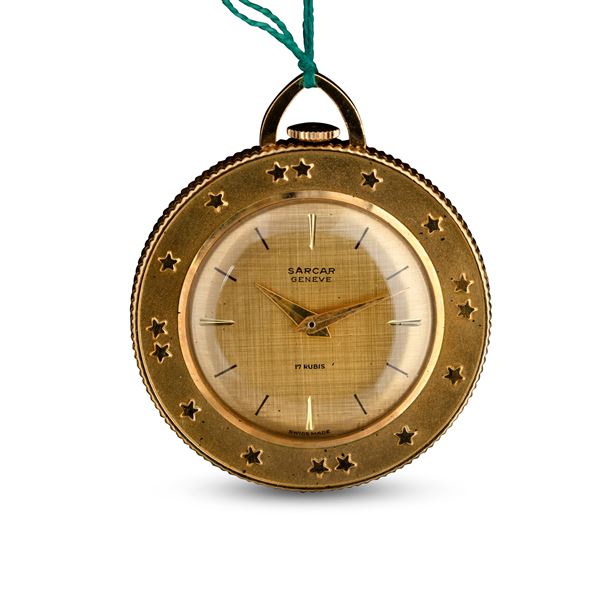 SARCAR - Orologio da collo in oro giallo 18k carica manuale, 31 mm