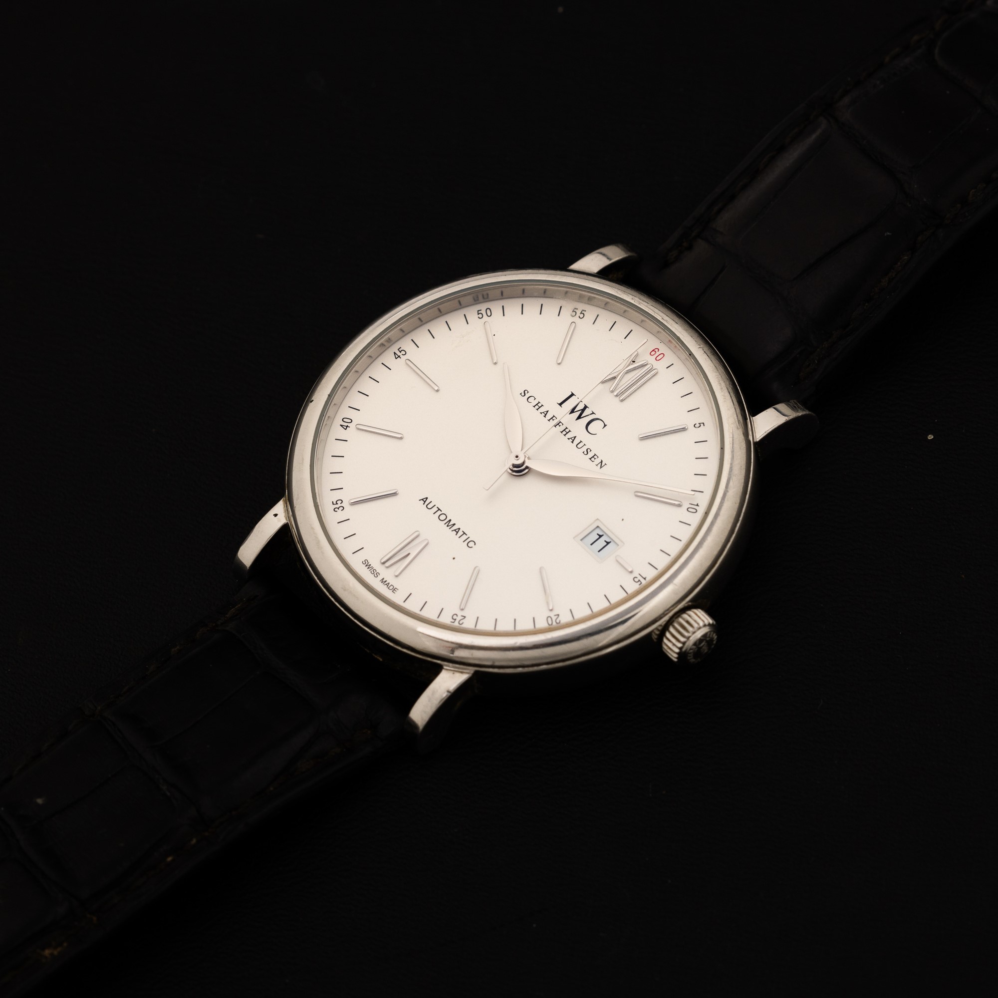 Iwc - Portofino Automatico in Acciaio con Datario, Quadrante Bianco con Indici Applicati, 40 MM