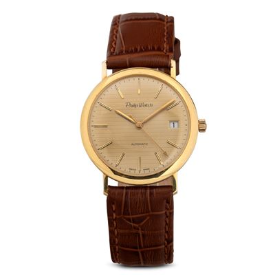 Automatic con Datario in Oro Giallo 18k, Quadrante Champagne con Indici Applicati, 35 MM