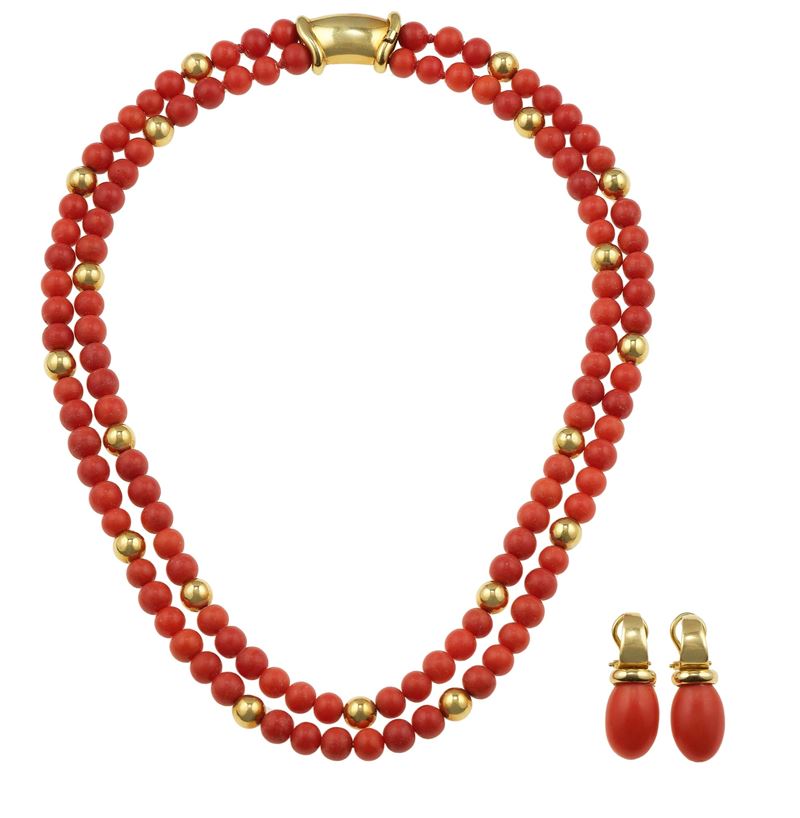 Coral and gold demi-parure  - Auction Fine Jewellery - Cambi Casa d'Aste