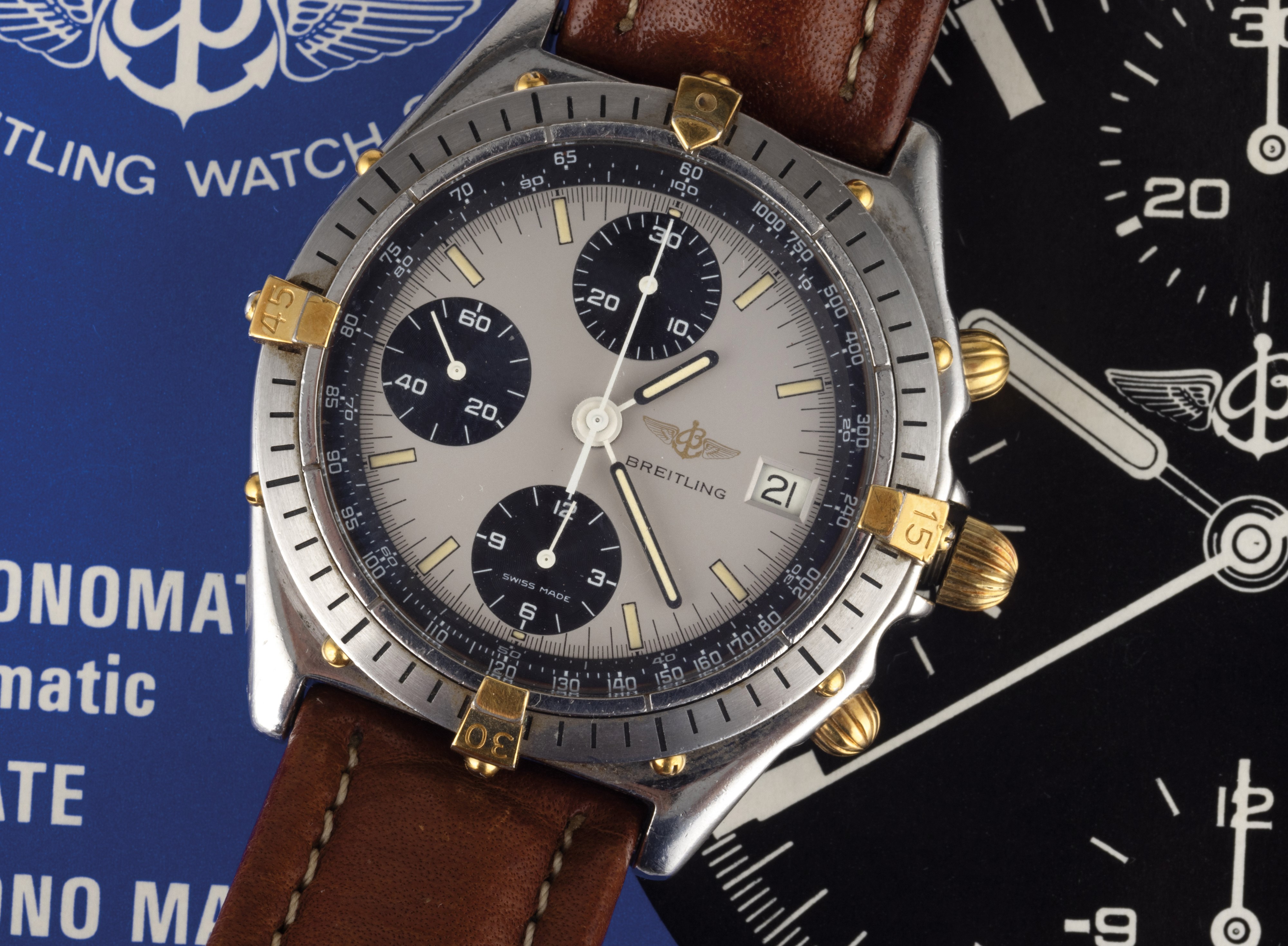 Breitling - Chronomat Ref 81.950 in Acciaio e Oro con Ghiera Girevole, Tre Contatori Verticali, M...