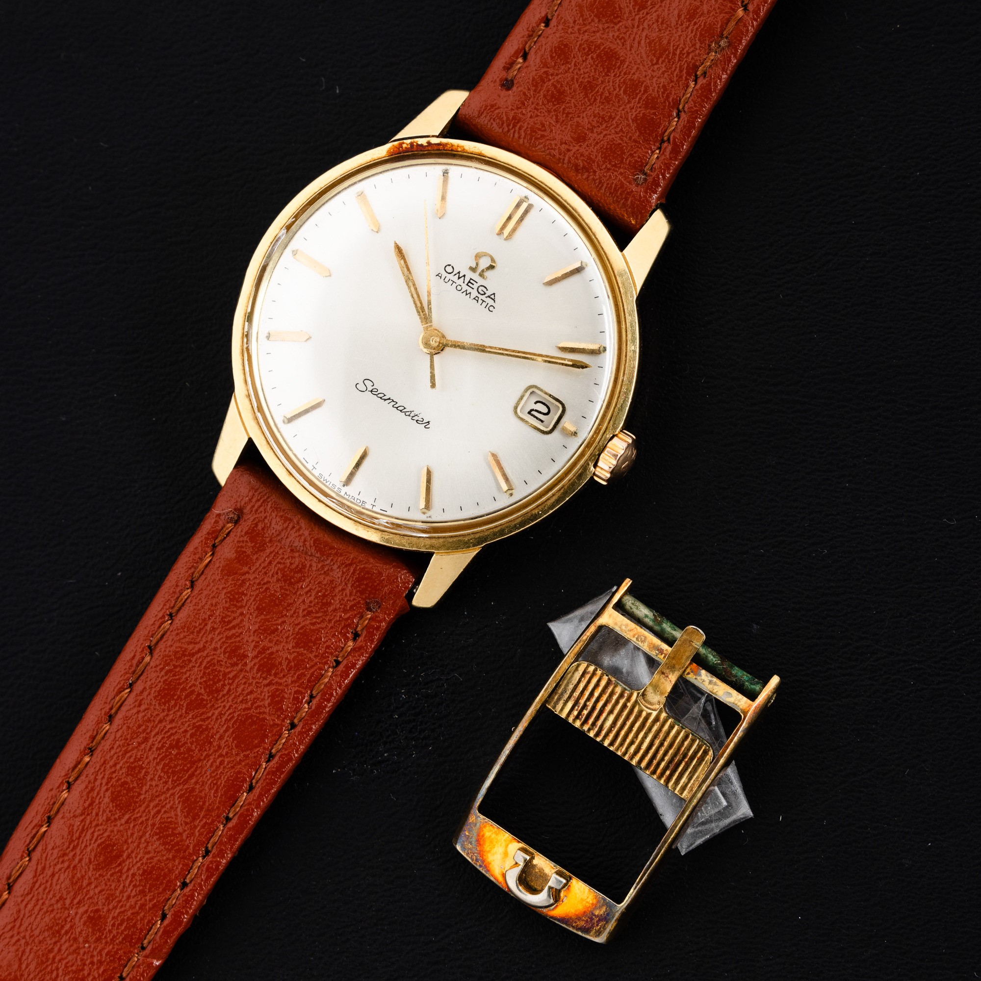 Omega - Seamaster Automatic in Oro Giallo 18k Cassa con Fondo a Vite, Quadrante Argentè Indici Ap...
