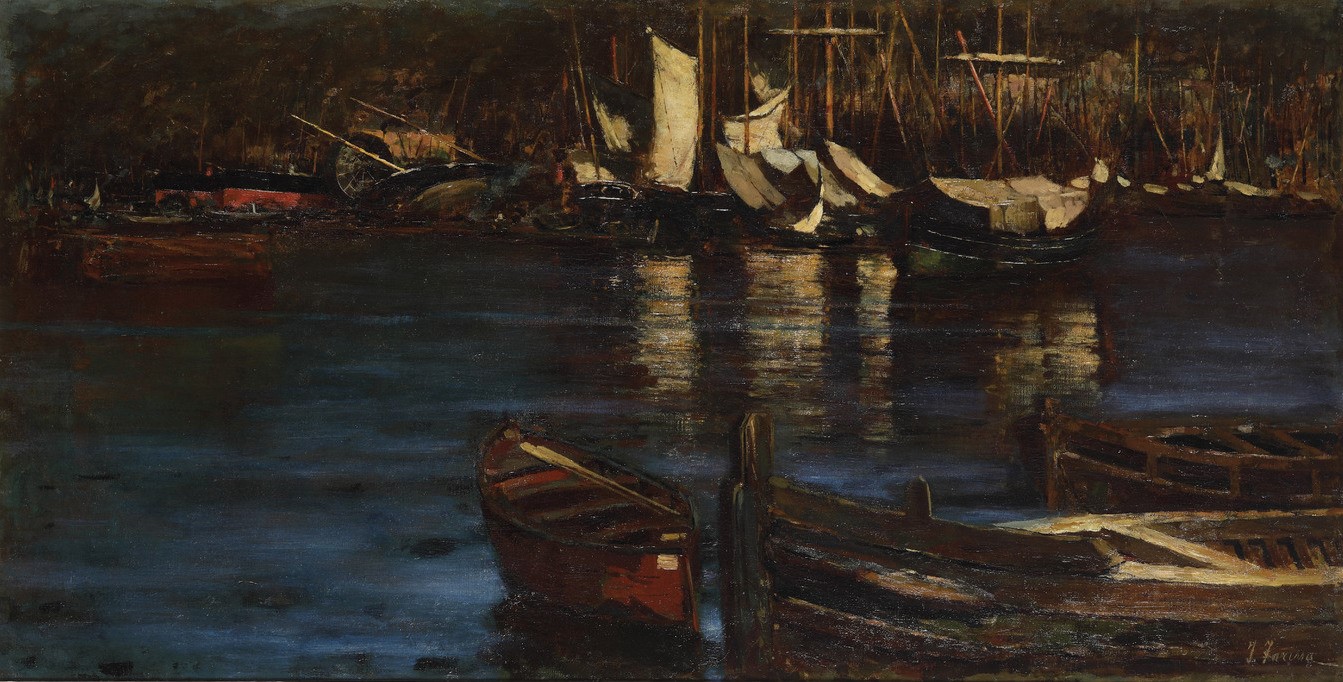 Isidoro Farina - Barche nel Porto di Genova