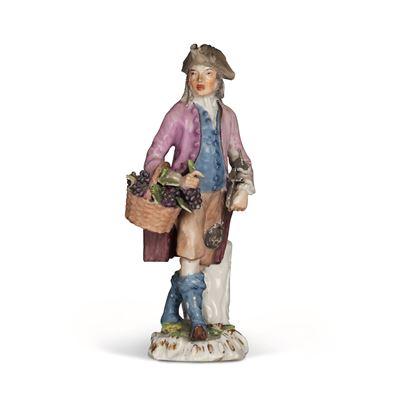 Figurina “venditore di Uva”meissen, 1750 Circamodello di Peter Reinicke, 1753-1754