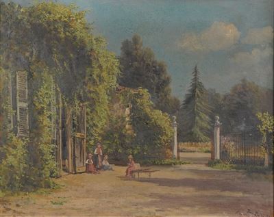 Artista del XIX Secolo Paesaggio con Figure