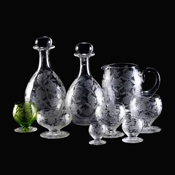 Servizio di calici “Fontenay” Francia, Manifattura Baccarat, XX secolo  Modello di Georges Chevalier del 1925 circa 