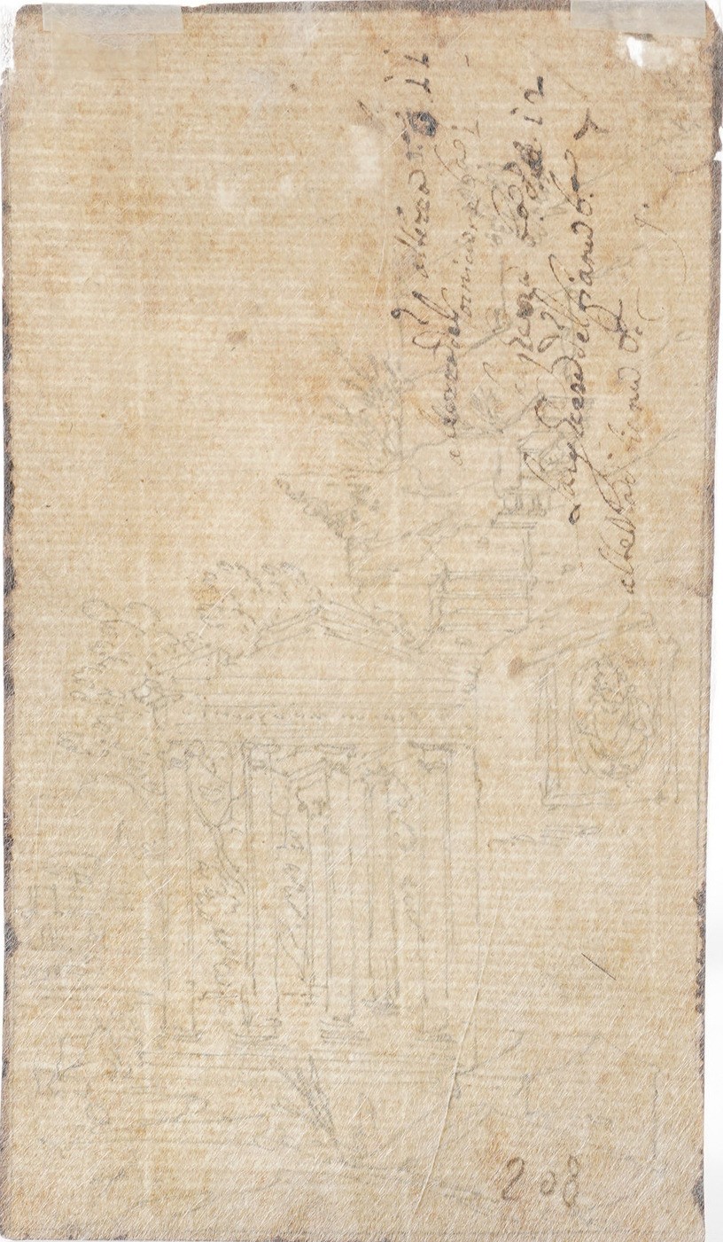 Giovanni Antonio Canal Detto il Canaletto - Capriccio con rovine classiche, penna e inchiostro ne...