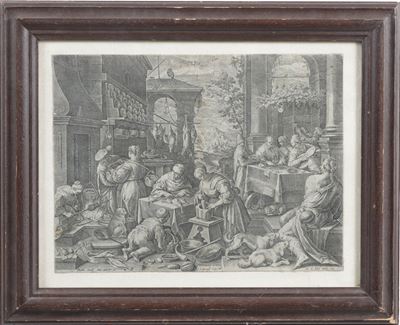 Johannes Sadeler (bruxelles 1550 - Venezia 1600) Lazzaro alla Mensa del Ricco Epulonepost 1580