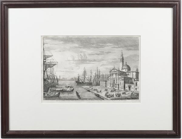 Michele Marieschi (Venezia, 1710-1744) Veduta del bacino di San Marco da San Giorgio Maggiore. 1740-1750 ca.