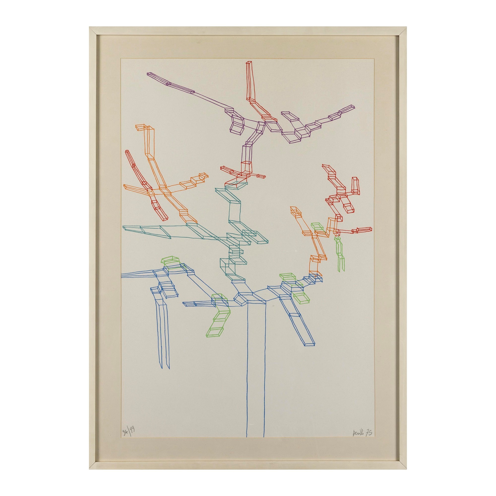 Achille Perilli - Senza titolo (litografia, 1975)