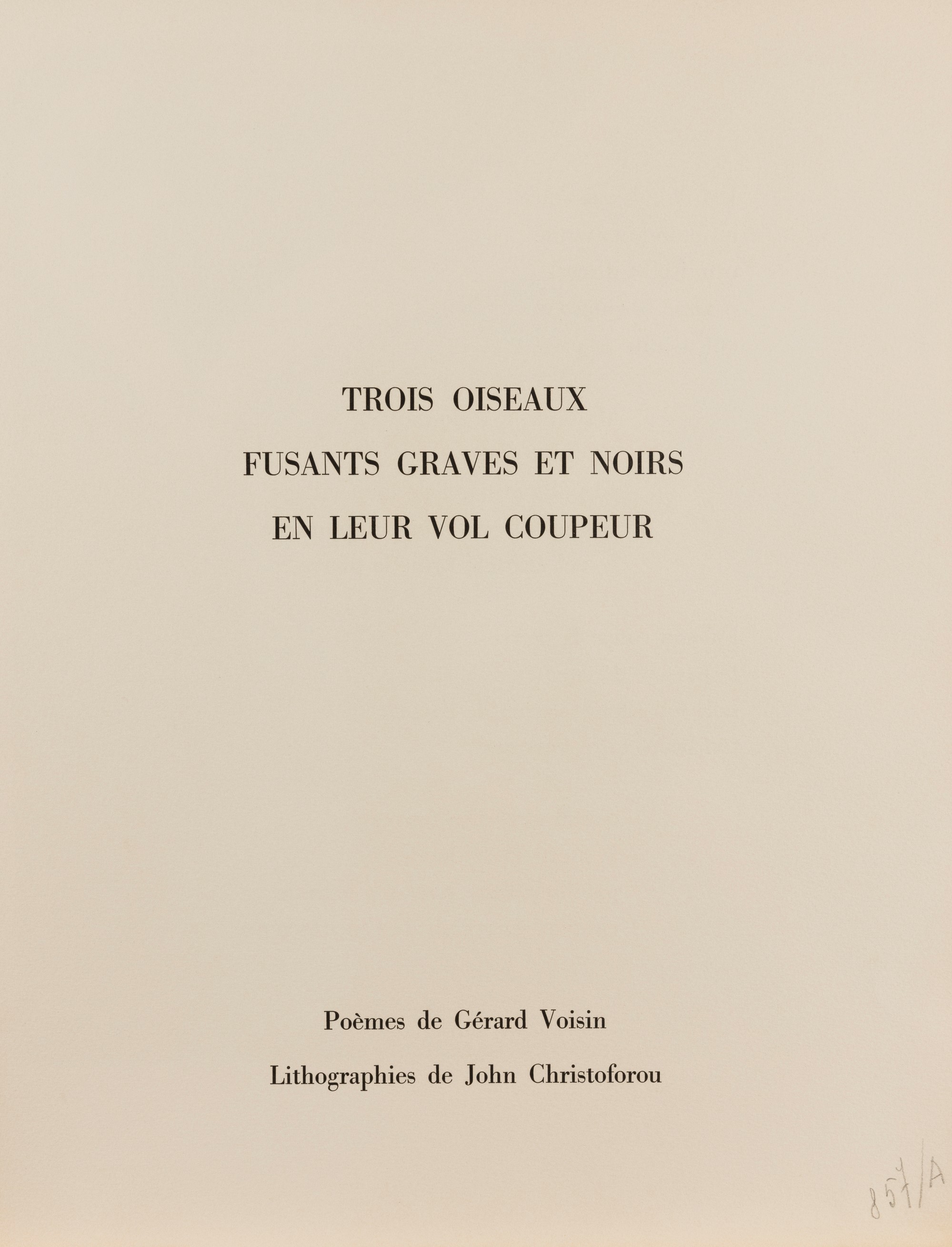 John Christoforou - Trois Oiseaux