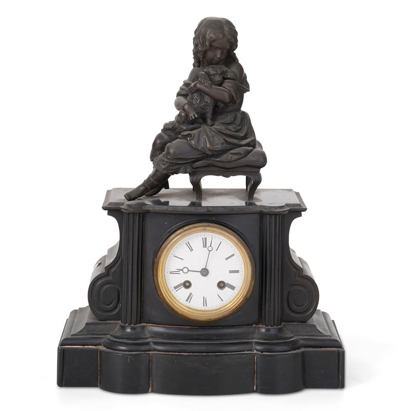 Pendolada tavolo con cassa in marmo nero. XIX-XX secolo  - Asta Antiquariato - Cambi Casa d'Aste