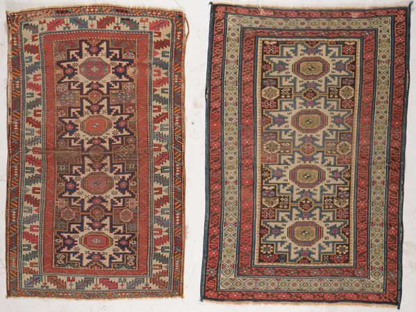 Loptto di due tappeti Shirvan, Caucaso fine XIX secolo