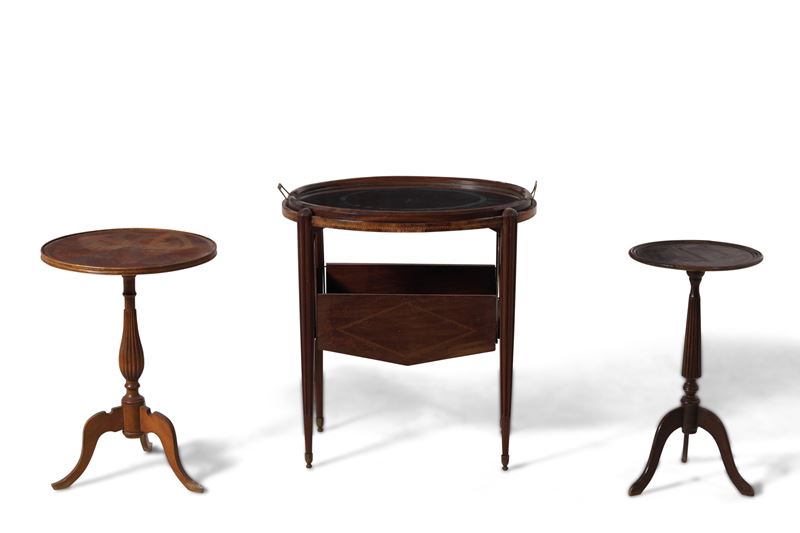 Due tavoli tondi e uno da lavoro ovale. XIX-XX secolo  - Auction Antique - Cambi Casa d'Aste